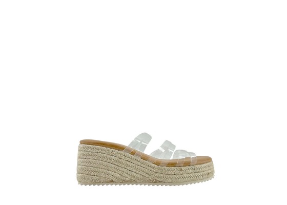 Sandalia Alpargata Plataforma Multitiras De Vinilo